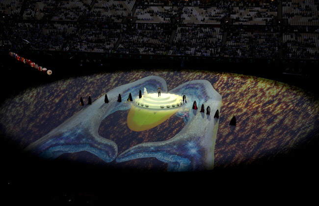 (221218) -- LUSAIER, Dec. 18, 2022 -- Artists perform during the closing ceremony prior to the Final between Argentina and France at the 2022 FIFA World Cup, WM, Weltmeisterschaft, Fussball at Lusail Stadium in Lusail, Qatar, Dec. 18, 2022. ) (SP)QATAR-LUSAIL-2022 WORLD CUP-FINAL-ARG VS FRA XuxZijian