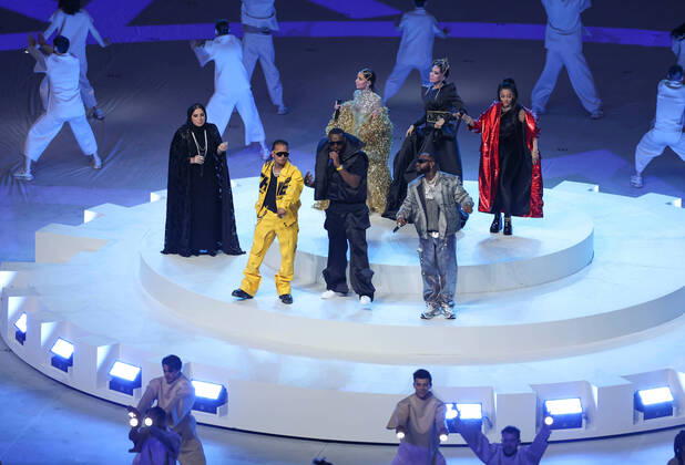 (221218) -- LUSAIER, Dec. 18, 2022 -- Artists perform during the closing ceremony prior to the Final between Argentina and France at the 2022 FIFA World Cup, WM, Weltmeisterschaft, Fussball at Lusail Stadium in Lusail, Qatar, Dec. 18, 2022. ) (SP)QATAR-LUSAIL-2022 WORLD CUP-FINAL-ARG VS FRA XuxZijian