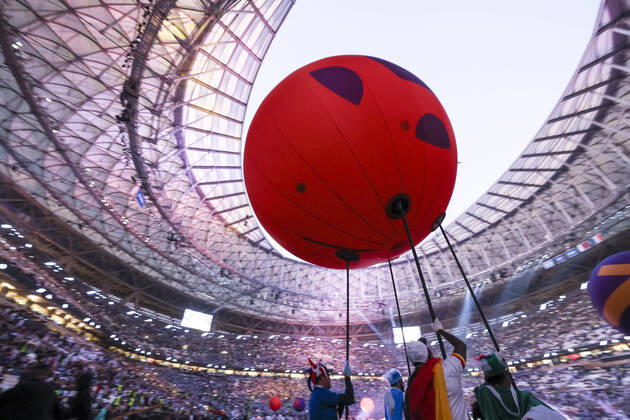 (221218) -- LUSAIER, Dec. 18, 2022 -- Artists perform during the closing ceremony prior to the Final between Argentina and France at the 2022 FIFA World Cup, WM, Weltmeisterschaft, Fussball at Lusail Stadium in Lusail, Qatar, Dec. 18, 2022. ) (SP)QATAR-LUSAIL-2022 WORLD CUP-FINAL-ARG VS FRA LixMing