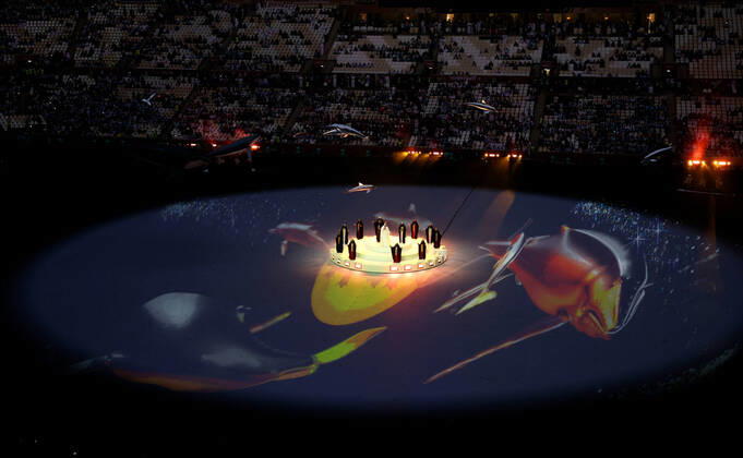 (221218) -- LUSAIER, Dec. 18, 2022 -- Artists perform during the closing ceremony prior to the Final between Argentina and France at the 2022 FIFA World Cup, WM, Weltmeisterschaft, Fussball at Lusail Stadium in Lusail, Qatar, Dec. 18, 2022. ) (SP)QATAR-LUSAIL-2022 WORLD CUP-FINAL-ARG VS FRA XuxZijian