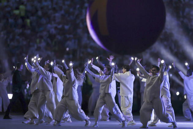 (221218) -- LUSAIER, Dec. 18, 2022 -- Artists perform during the closing ceremony prior to the Final between Argentina and France at the 2022 FIFA World Cup, WM, Weltmeisterschaft, Fussball at Lusail Stadium in Lusail, Qatar, Dec. 18, 2022. ) (SP)QATAR-LUSAIL-2022 WORLD CUP-FINAL-ARG VS FRA LixMing 