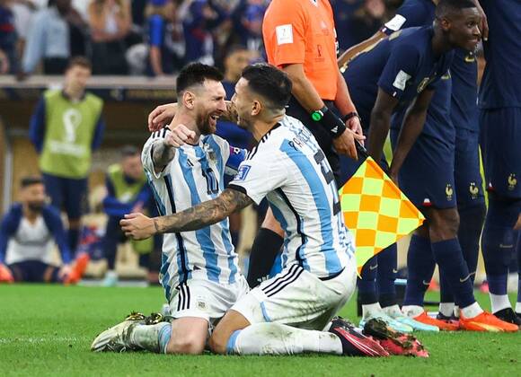 Mandatory Credit: Photo by Kieran McManus Shutterstock (13670809gs) Lionel Messi of Argentina and Leandro Paredes of Argentina celebrate victory Argentina v France, FIFA World Cup, WM, Weltmeisterschaft, Fussball 2022, Final, Football, Lusail Stadium, Al Daayen, Qatar - 18 Dec 2022 Editorial Use Only Argentina v France, FIFA World Cup 2022, Final, Football, Lusail Stadium, Al Daayen, Qatar - 18 Dec 2022 Editorial Use Only Copyright: xKieranxMcManus Shutterstockx 13670809gs