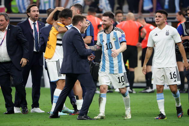 Argentina v France: Final - FIFA World Cup, WM, Weltmeisterschaft, Fussball Qatar 2022 LUSAIL CITY, QATAR - DECEMBER 18: Argentina players celebrate after the FIFA World Cup Qatar 2022 Final match between Argentina and France at Lusail Stadium on December 18, 2022 in Lusail City, Qatar. GoranxStanzl PIXSELL