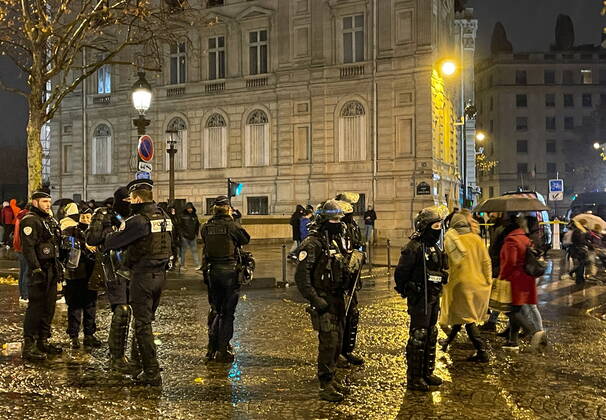 FRANCE, PARIS - DECEMBER 18, 2022: The police are seen in central Paris after France lost to Argentina 3-3 (4-2) in a penalty shootout in the 2022 FIFA World Cup, WM, Weltmeisterschaft, Fussball final in Qatar. Dmitry Orlov TASS  56488352