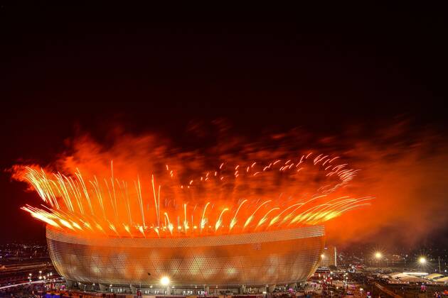 RECORD DATE NOT STATED FIFA World Cup, WM, Weltmeisterschaft, Fussball Qatar 2022 Argentina vs France Final Fireworks during the game Argentina vs France, corresponding to the great final of the FIFA World Cup Qatar 2022, at Lusail Stadium, Lusail, Doha, on December 18, 2022. <br><br> Pirotecnia durante el partido Argentina vs Francia, correspondiente a la gran final de la Copa Mundial de la FIFA Catar 2022, en el Estadio Lusail, Lusail, Doha, el 18 de Diciembre de 2022 LUSAIL DOHA QATAR Copyright: xAdrianxMaciasx 20221218_11892