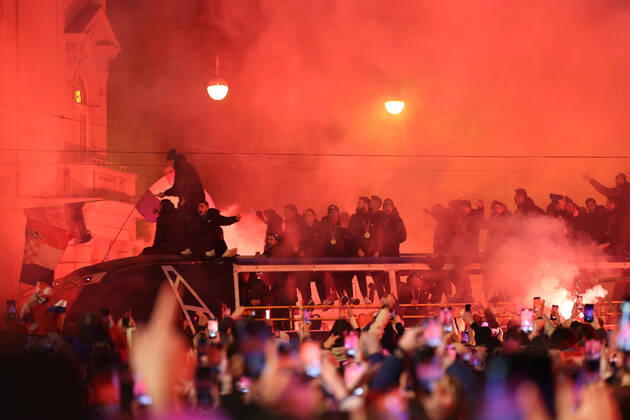 Zagreb, December 18, 2022. Magnificent welcome of the Croatian national football team in Zagreb after winning the bronze medal at the Quatar world cup 2022. 