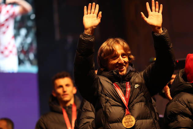 Zagreb, December 18, 2022. Magnificent welcome of the Croatian national football team in Zagreb after winning the bronze medal at the Quatar world cup 2022. Luka Modric 