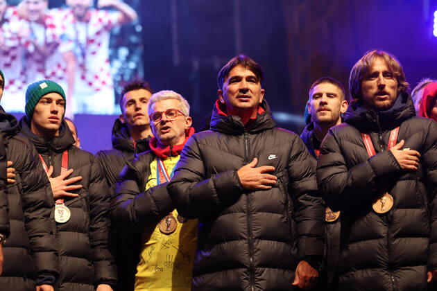 Zagreb, December 18, 2022. Magnificent welcome of the Croatian national football team in Zagreb after winning the bronze medal at the Quatar world cup 2022. Zlatko Dalic and Luka Madrid 