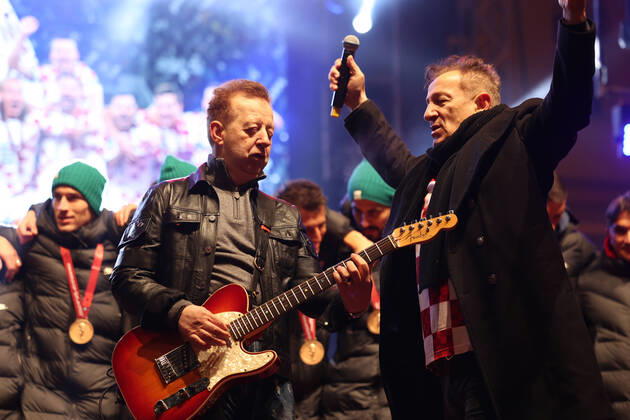 Zagreb, December 18, 2022. Magnificent welcome of the Croatian national football team in Zagreb after winning the bronze medal at the Quatar world cup 2022. Band Prljavo Kazaliste
