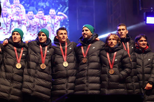 Zagreb, December 18, 2022. Magnificent welcome of the Croatian national football team in Zagreb after winning the bronze medal at the Quatar world cup 2022. 