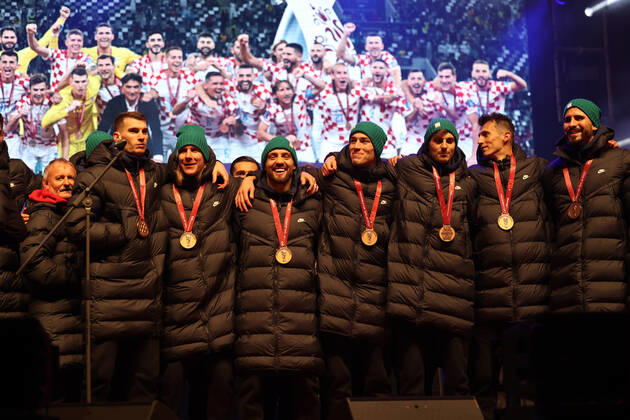 Zagreb, December 18, 2022. Magnificent welcome of the Croatian national football team in Zagreb after winning the bronze medal at the Quatar world cup 2022.