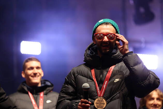 Zagreb, December 18, 2022. Magnificent welcome of the Croatian national football team in Zagreb after winning the bronze medal at the Quatar world cup 2022. Marcelo Brozovic