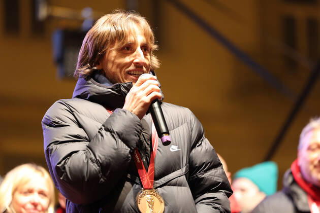 Zagreb, December 18, 2022. Magnificent welcome of the Croatian national football team in Zagreb after winning the bronze medal at the Quatar world cup 2022. Luka Modric 