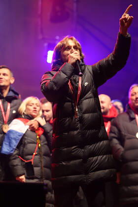 Zagreb, December 18, 2022. Magnificent welcome of the Croatian national football team in Zagreb after winning the bronze medal at the Quatar world cup 2022. Luka Modric 