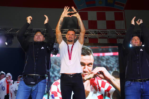 PXL_Dejan Lovren welcome ceremony Welcome ceremony for the Croatian national team, Nationalteam player Dejan Lovren after Croatia won bronze medal at the 2022 FIFA World Cup, WM, Weltmeisterschaft, Fussball in Qatar; in Karlovac; Croatia; KristinaxStedulxFabac PIXSELL