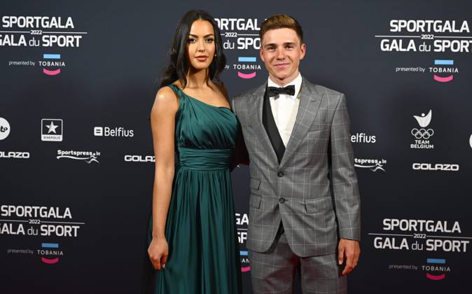 ANTWERPEN, BELGIUM - JANUARY 06 : EVENEPOEL Remco and his wife Oumii pictured during the annual sports gala awards 2022 on January 6, 2023 in Antwerpen, Belgium, 6 01 2023 ( Sports gala awards 2022 PhotoNews Panoramic 