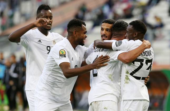 CHAN 2023 In Algeria Libya players celebrate after scoring a goal during the Group A match of the 7th CHAN-2022 African Nations Championship (postponed to 2023), only for local players, at the Nelson Mandela stadium in Algiers, Algeria on 17 January 2023 Algiers Algeria  Copyright: xAPPx originalFilename:app-notitle230117_npuz2.jpg