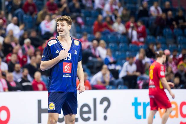 Thibaud Briet (France) HANDBALL : France vs MontÃ nÃ gro - Championnats du monde 2023 - Cracovie - 01 18 2023 LaurentTheophile Panoramic 
