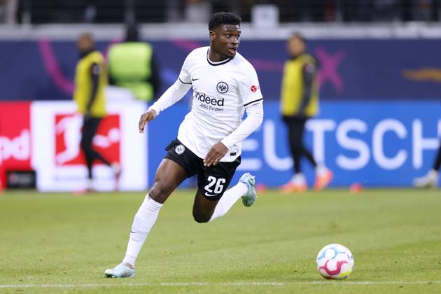 DINA EBIMBE Eric Team Eintracht Frankfurt Bundesliga DFL Saison 2022 - 2023 BL Spiel Eintracht Frankfurt - FC Schalke 04 3 : 0 am 21. 01. 2023 in Frankfurt DFL REGULATIONS PROHIBIT ANY USE OF PHOTOGRAPHS as IMAGE SEQUENCES and or QUASI-VIDEO Copyright: xLacixPerenyix