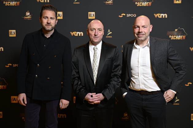 ANTWERPEN, BELGIUM - JANUARY 25 : Riemer Brian head coach of Anderlecht, Vandenhaute Wouter President of Anderlecht and Fredberg Jesper CEO Sports of Anderlecht pictured during the 69th edition of the Belgian Golden Shoe Award Ceremony on January 25, 2023 in Antwerpen, Belgium, 25 01 2023 ( Belgian Soccer Golden Shoe 2022 Gala PhotoNews Panoramic 