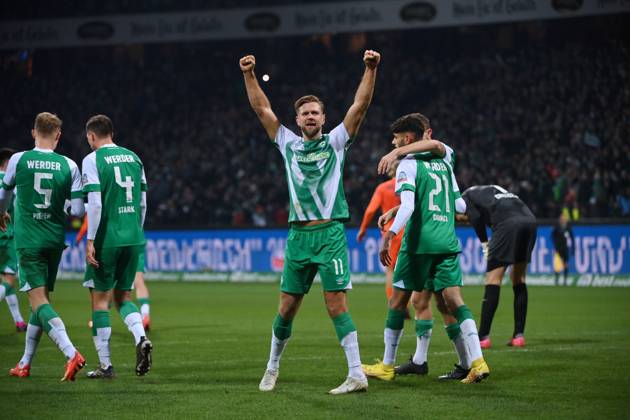 Jubel Niclas Füllkrug (Werder Bremen) nach seinem Tor zum 2:0 28.01.2023, Fussball GER, Saison 2022 2023, 1. Bundesliga, 18. Spieltag, SV Werder Bremen - VfL Wolfsburg Bremen Weserstadion Nordrhein Westfalen Deutschland