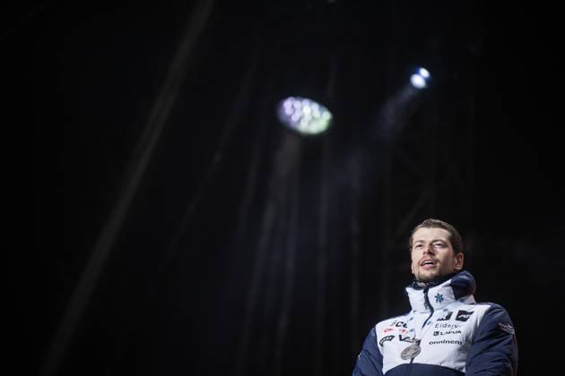 230212 Sturla Holm Laegreid of Norway celebrates with his silver medal at a medal ceremony during the IBU Biathlon World Championships on February 12, 2023 in Oberhof. Photo: Mathias Bergeld BILDBYRAN kod MB MB0546 skidskytte biathlon skiskyting skidskytte-vm vm ibu world championships biathlon world championships medaljceremoni medal ceremony day 5 bbeng Copyright: MATHIASxBERGELD BB230212MB235