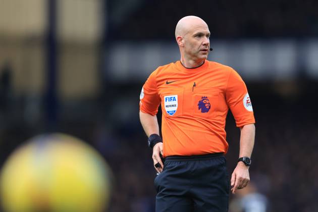 Football - Premier League - Everton v Aston Villa 25th February 2023 - Premier League - Everton v Aston Villa - Referee Anthony Taylor - Photo: Simon Stacpoole Offside. Liverpool UK Copyright: xSimonxStacpoolexOffside