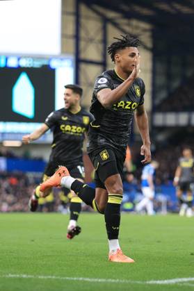 Football - Premier League - Everton v Aston Villa 25th February 2023 - Premier League - Everton v Aston Villa - Ollie Watkins of Aston Villa celebrates after scoring their 1st goal - Photo: Simon Stacpoole Offside. Liverpool UK Copyright: xSimonxStacpoolexOffside