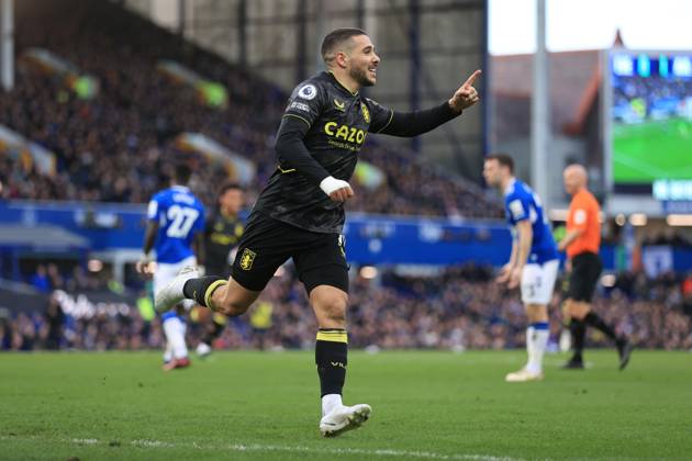 Football - Premier League - Everton v Aston Villa 25th February 2023 - Premier League - Everton v Aston Villa - Emi Buendia of Aston Villa celebrates after scoring their 2nd goal - Photo: Simon Stacpoole Offside. Liverpool UK Copyright: xSimonxStacpoolexOffside
