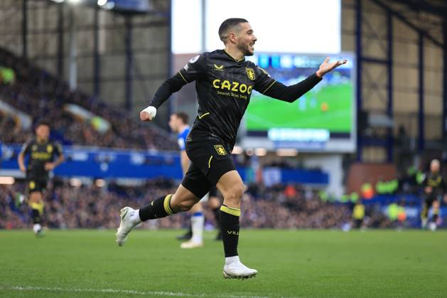 Football - Premier League - Everton v Aston Villa 25th February 2023 - Premier League - Everton v Aston Villa - Emi Buendia of Aston Villa celebrates after scoring their 2nd goal - Photo: Simon Stacpoole Offside. Liverpool UK Copyright: xSimonxStacpoolexOffside