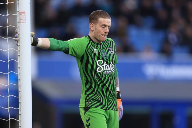 Football - Premier League - Everton v Aston Villa 25th February 2023 - Premier League - Everton v Aston Villa - Everton goalkeeper Jordan Pickford looks dejected - Photo: Simon Stacpoole Offside. Liverpool UK Copyright: xSimonxStacpoolexOffside