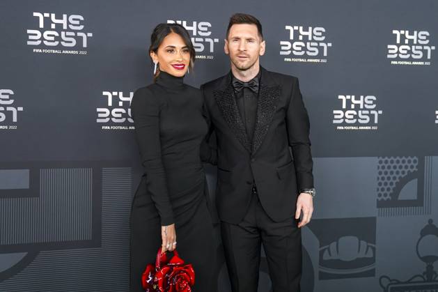 Paris, France, February 27th 2023: Argentina and PSG attacker Lionel Messi and his partner Antonela Roccuzzo arrive at the The Best FIFA Football Awards 2022 at Salle Pleyel in Paris, France. (Daniela Porcelli SPP) Copyright: xDanielaxPorcellix xSPPx spp-en-DaPoSp-djp270223-101755