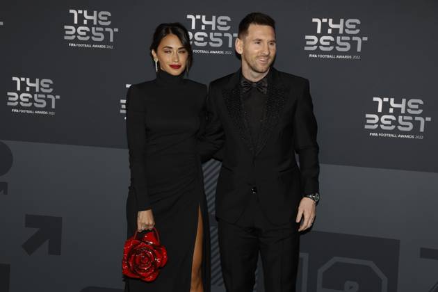 27 Fevrier 2023 : Paris, France : Lionel Messi et son Ã pouse Antonella arrivant la la soirÃ e des FIFA AWARDS THE BEST 2023 Ã la Salle Pleyel. (Henri Szwarc Starface) 289106 2023-02-27 Paris France  Copyright: xHenrixSwzarcx xStarfacex 0238010696st