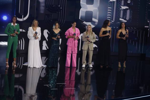 27 Fevrier 2023 : Paris, France : Les meilleures joueuses de l?annÃ e lors de la remise desTrophÃ es des FIFA AWARDS THE BEST 2022 Ã la Salle Pleyel. (Henri Szwarc Starface) 289107 2023-02-27 Paris France  Copyright: xHenrixSwzarcx xStarfacex 0238010956st