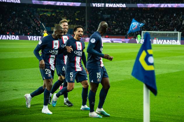Joie des joueurs du Paris SG apràs le but de Danilo Pereira (Paris SG) FOOTBALL : Paris Saint Germain - FC Nantes - Ligue 1 - Journà e 26 - 04 03 2023 BaptisteAutissier Panoramic