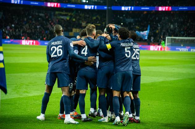 Joie des joueurs du Paris SG apràs le but de Danilo Pereira (Paris SG) FOOTBALL : Paris Saint Germain - FC Nantes - Ligue 1 - Journà e 26 - 04 03 2023 BaptisteAutissier Panoramic