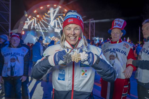 Ski WC 2023 medal ceremony Planica, Slovenia 20230304 Anne Kjersti Kalva from Norway with the medals she has won during the WC after a medal ceremony in Kranjska Gora during the Ski WC 2023 in Planica, Slovenia Photo Heiko Junge NTB Planica Slovenia EDITORIAL USE ONLY RESTRICTED USE FOR BETTING COMPANIES  Copyright: xHeikoxJungex xNTBx