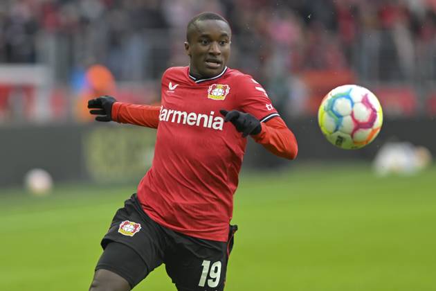 Moussa Diaby ( 19, Bayer 04 Leverkusen) Aktion . Einzelbild . Freisteller . 05.03.2023 Fussball Byer 04 Leverkusen vs Hertha BSC, BayArena, Leverkusen, DFB DFL REGULATIONS PROHIBIT ANY USE OF PHOTOGRAPHS AS IMAGE SEQUENCES AND OR QUASI-VIDEO NRW Germany