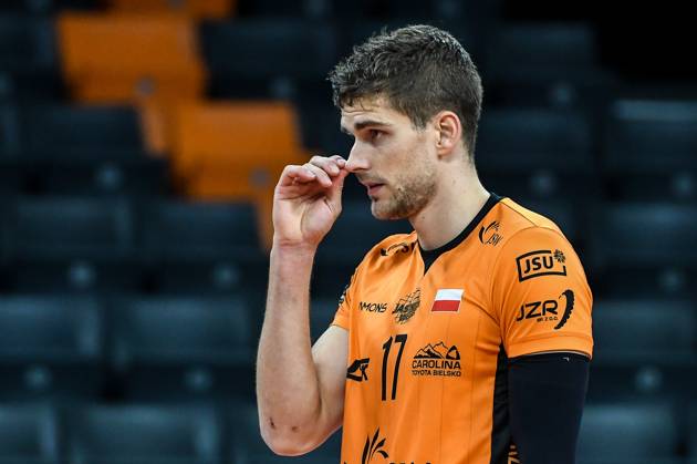 GER, 2023 CEV Volleyball Champions League, VfB Friedrichshafen (GER) vs Jastrzebski Wegiel (POL) 09.03.2023, ratiopharm Arena, Neu-Ulm, GER, 2023 CEV Volleyball Champions League, VfB Friedrichshafen (GER) vs Jastrzebski Wegiel (POL), Viertelfinale, im Bild Trevor Clevenot (Jastrzebski, 17)