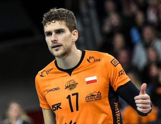GER, 2023 CEV Volleyball Champions League, VfB Friedrichshafen (GER) vs Jastrzebski Wegiel (POL) 09.03.2023, ratiopharm Arena, Neu-Ulm, GER, 2023 CEV Volleyball Champions League, VfB Friedrichshafen (GER) vs Jastrzebski Wegiel (POL), Viertelfinale, im Bild Trevor Clevenot (Jastrzebski, 17)