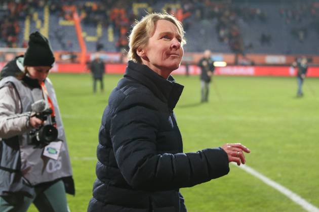 Fussball, UEFA Länderspiel Saison 2022 2023 Freundschaftsspiel Niederlande - Deutschland 07.04.2023, Fortuna Sittard Stadion Martina Voss-Tecklenburg (Bundestrainerin Deutschland) Sittard Fortuna-Sittard-Stadion Niederlande