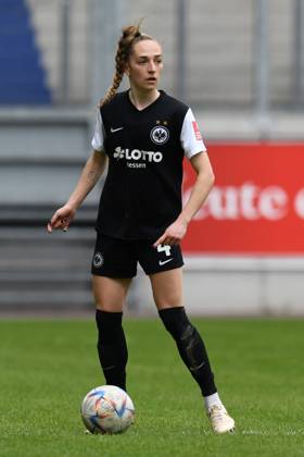 Sophia Kleinherne ( Eintracht Frankfurt Frauen ). GER, MSV Duisburg Frauen vs Eintracht Frankfurt Frauen, Fussball, Bundesliga, 16. Spieltag Spielzeit 2022 2023, 16.04.2023 DFL DFB REGULATIONS PROHIBIT ANY USE OF PHOTOGRAPHS AS IMAGE SEQUENCES AND OR QUASI-VIDEO GER, MSV Duisburg Frauen vs Eintracht Frankfurt Frauen, Fussball, Bundesliga, 16. Spieltag Spielzeit 2022 2023, 16.04.2023 Duisburg Copyright: xEibner-Pressefoto ThomasxThienelx EP_TTL