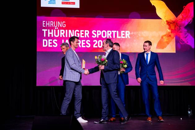 21.04.23, GER, Saison 22, Maenner Frauen Mannschaft, Ehrung Thüringer Sportler des Jahres 2022 der Landessportbund und die Stiftung Thüringer Sporthilfe ehren die Thüringer Sportler des Jahres 2022, im Bild zu sehen Johannes Ludwig Ilmenau Festhalle Ilmenau Thüringen Deutschland