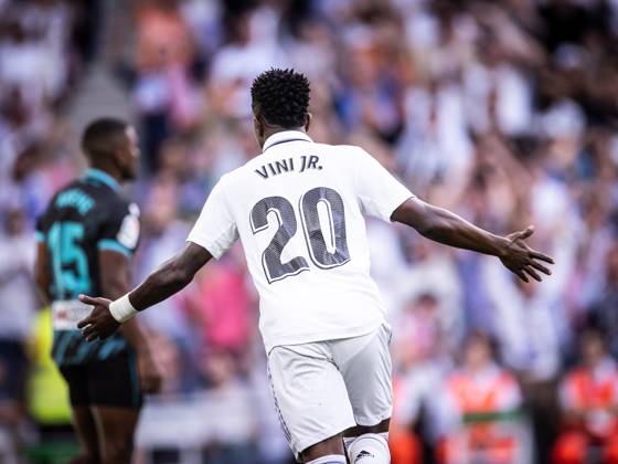 Real Madrid x Almeria Vini Jr (Real Madrid) in action during the game against Almeria valid for La Liga at the Santiago Bernabeu stadium, in Madrid, today April 29, 2023. Copyright: xx AB4I5532