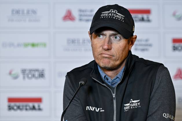 Belgian Nicolas Colsaerts pictured during a press conference, PK, Pressekonferenz regarding the 2023 Soudal Open DP World Tour golf tournament, in Schilde, Tuesday 09 May 2023. The 2023 Soudal Open taken place from 11 to 14 May at the Rinkven Golf Club in Schilde. DIRKxWAEM  x66980360x