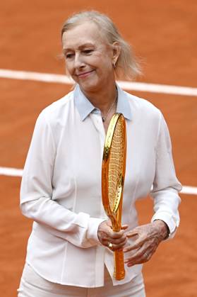 Martina Navratilova receives golden racket at the Internazionali BNL d Italia tennis tournament at Foro Italico in Rome, Italy on May 21th, 2023. antoniettaxbaldassarre