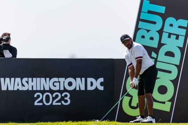 May 27, 2023, Potomac Falls, Virginia, USA: HAROLD VARNER III prepares to tee off during the second round of the LIV Golf DC event at Trump National Golf Club. Potomac Falls USA - ZUMAb237 20230527_znp_b237_014 Copyright: xRobertxBlakleyx