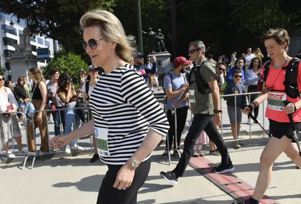 Queen Mathilde of Belgium pictured during the 43th edition of the 20 km door Brussel - 20 km de Bruxelles running event, Sunday 28 May 2023 in Brussels. JOHNxTHYS  x68046084x