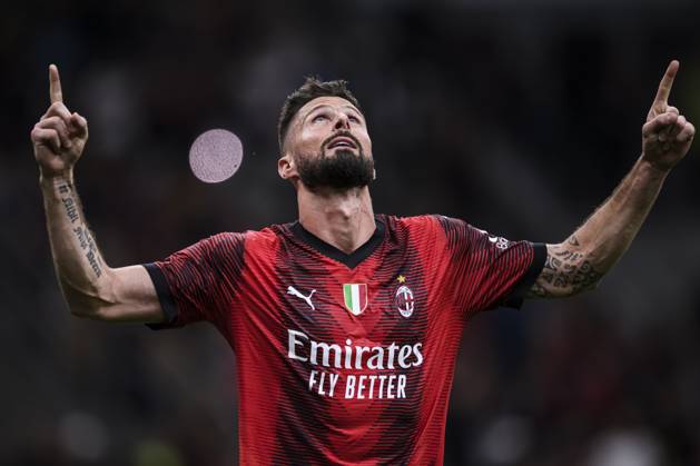 AC Milan v Hellas Verona FC - Serie A Olivier Giroud of AC Milan celebrates after scoring a goal from a penalty kick during the Serie A football match between AC Milan and Hellas Verona FC. Milan Italy Copyright: xNicolòxCampox