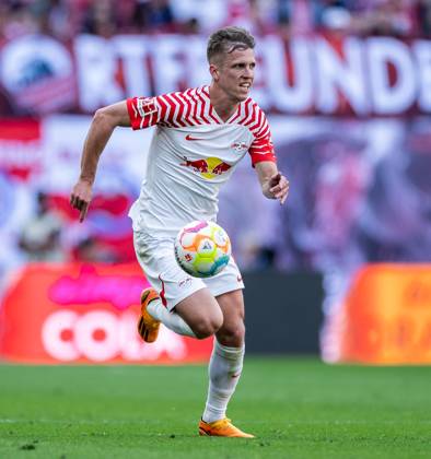 Leipzigs Dani Olmo. Fussball 1. Bundesliga, 34. Spieltag: RB Leipzig - FC Schalke 04 4:2. 27. Mai 2023: Leipzig, Red Bull Arena. RB Leipzig - FC Schalke 04 4:2
